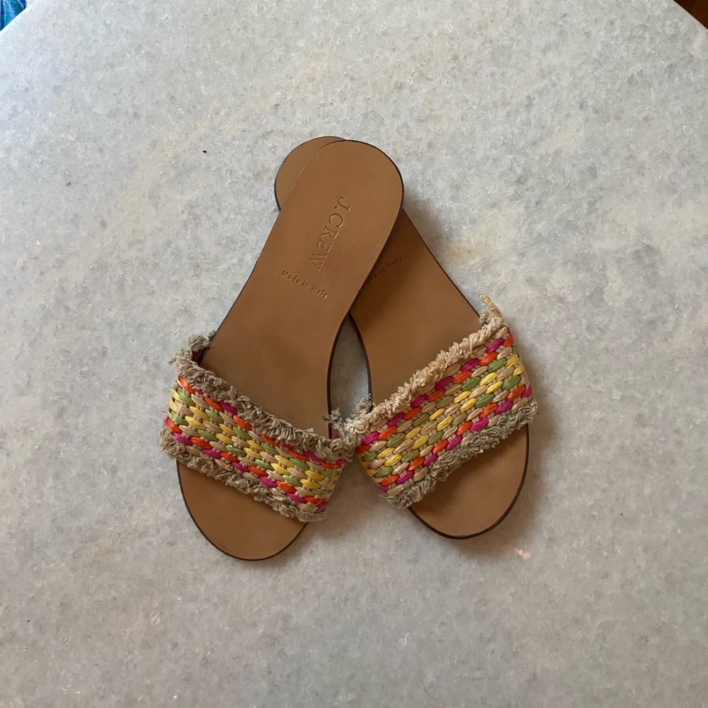 J. Crew Leather & raffia sandal